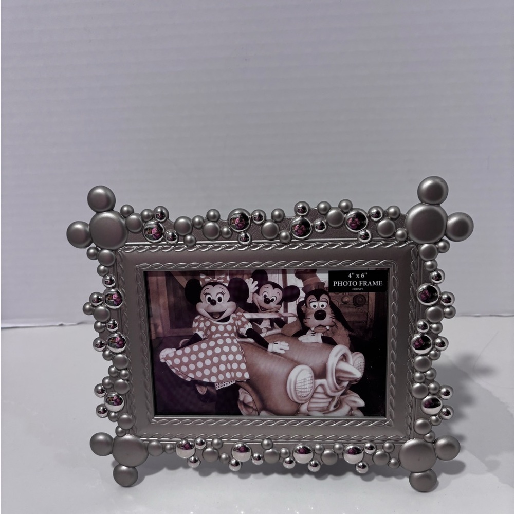 Disney Silver Mickey Bubble Head Frame 4”x6” New